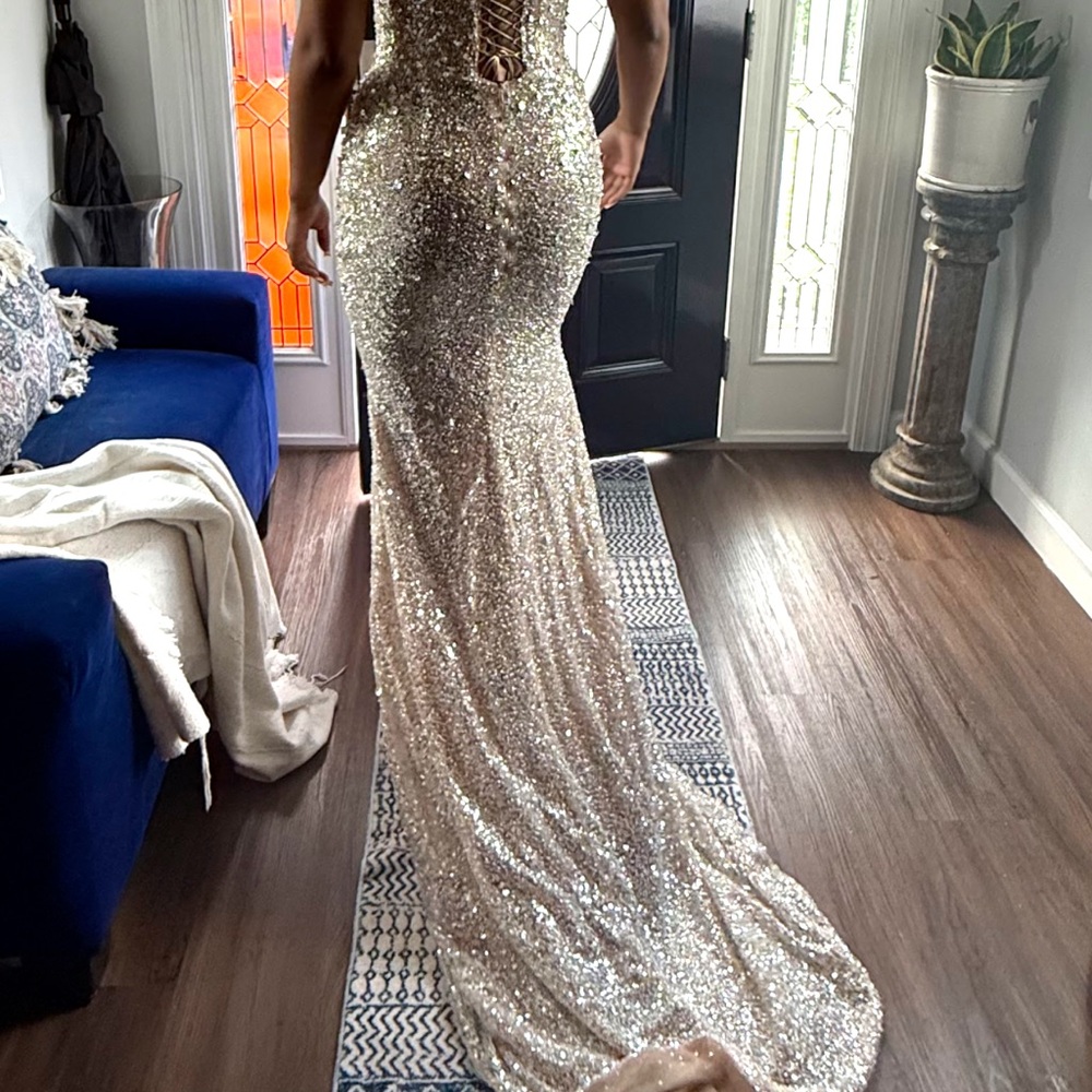 Elegant Gold Sequin Evening Gown
